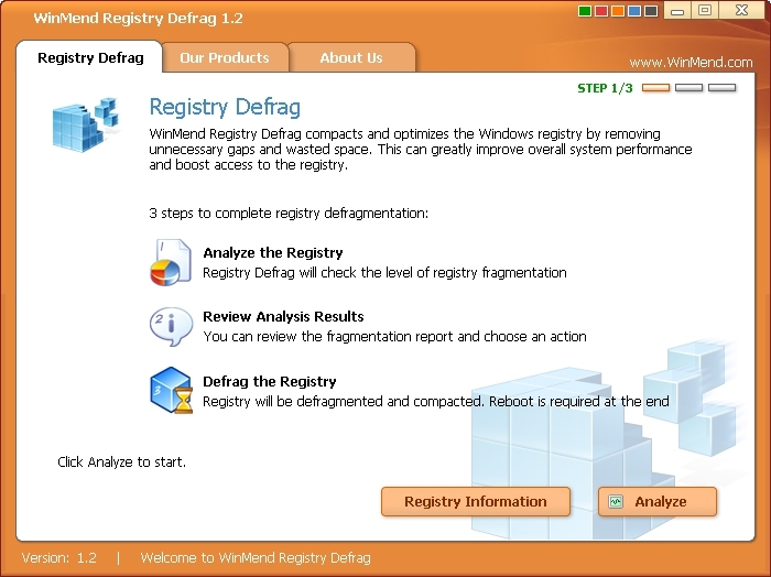 WinMend Registry Defrag Screenshot